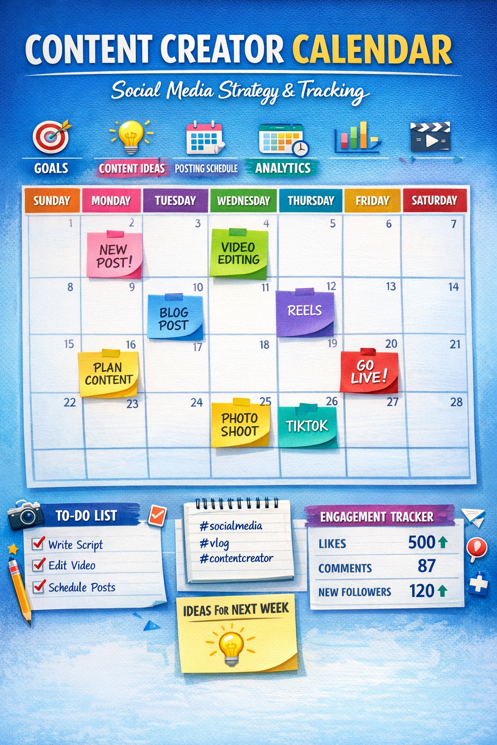 CONTENT CREATOR CALENDAR Social Media Strategy & Tracking